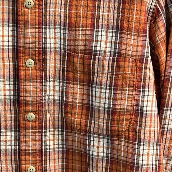 VTG TOMMY Jeans HILFIGER Shirt Mens Medium Orange Plaid Quilted Lined LS Button - Picture 6 of 16